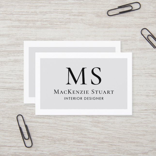 Simple Modern Minimal Monogram Elegant Business Card (Front/Back In Situ)
