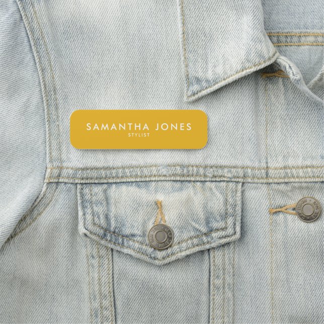 Simple Modern Minimal Ochre Name Tag (In Situ)