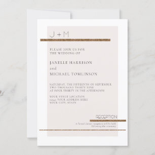 Simple Modern Minimal Pale Blush Pink Gold Wedding Invitation