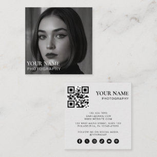 Simple Modern Minimal Photo QR Code Social Media Square Business Card