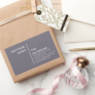 Simple Modern Minimal Purple Grey White Rectangular Sticker