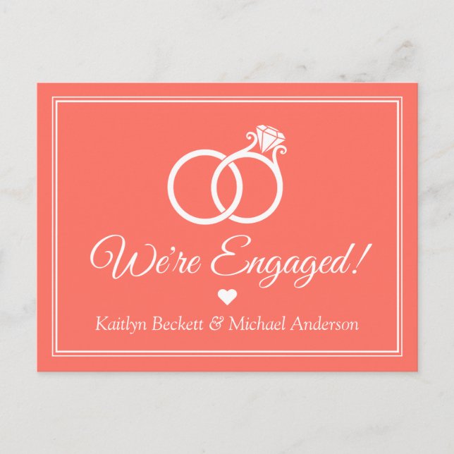 Simple Modern Minimal Ring Engagement Announcement (Front)