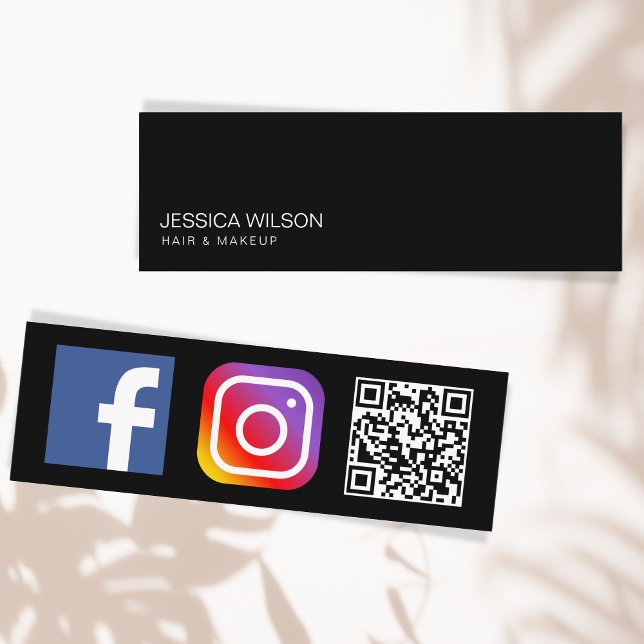 Simple Modern Minimal Social Media QR Code Mini Business Card (Creator Uploaded)