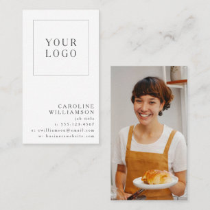 Simple Modern Minimal Vertical Logo Photo Business Card