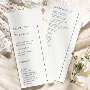 Simple Modern Minimal Wedding Flat Program Programme
