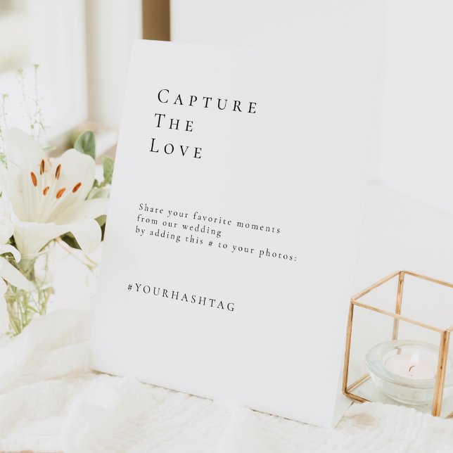 Simple Modern Minimal Wedding Hashtag Pedestal Sign (Creator Uploaded)