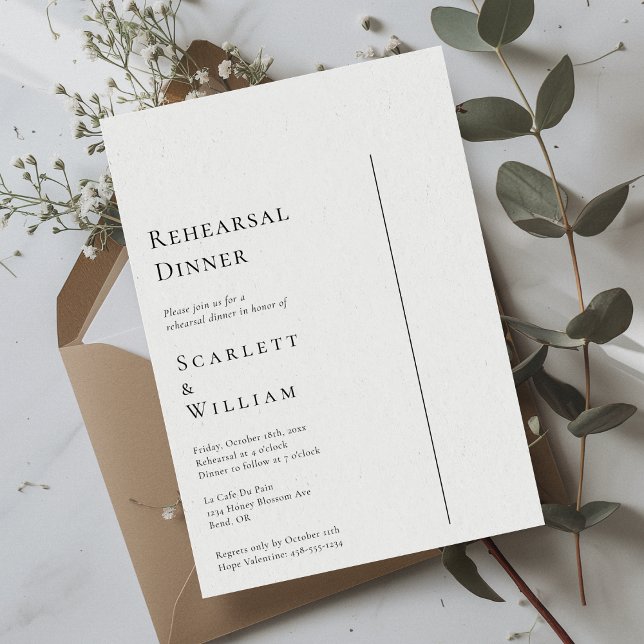 Simple Modern Minimal Wedding Rehearsal Dinner Invitation (Creator Uploaded)