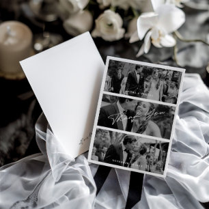 Simple Modern Minimalist 3 Photo Wedding  Thank Yo You Card