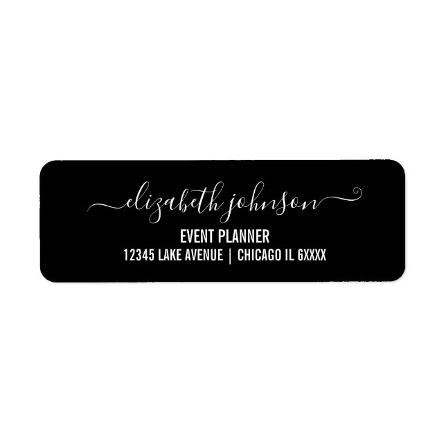 Simple Modern & Minimalist Address Label | Black (Front)