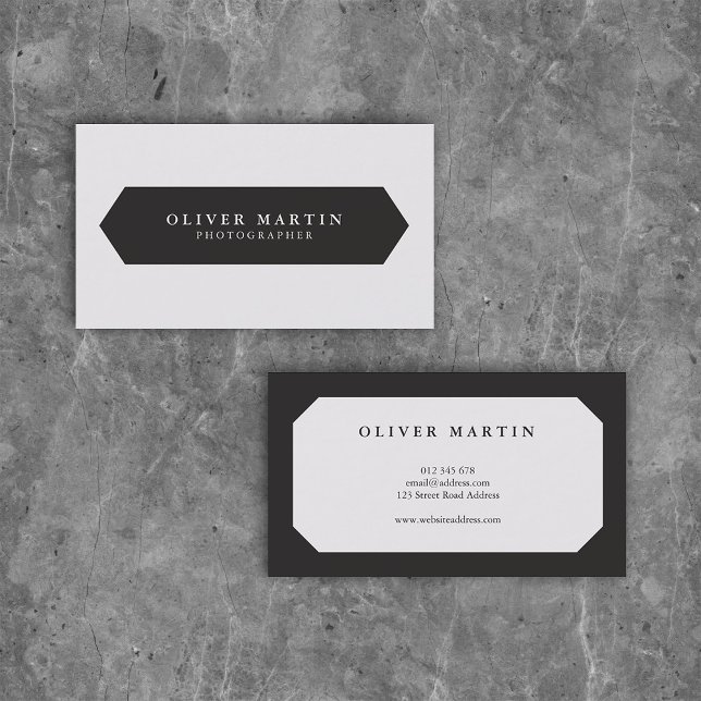 Simple Modern Minimalist Black and Light Grey Business Card (Creator Uploaded)