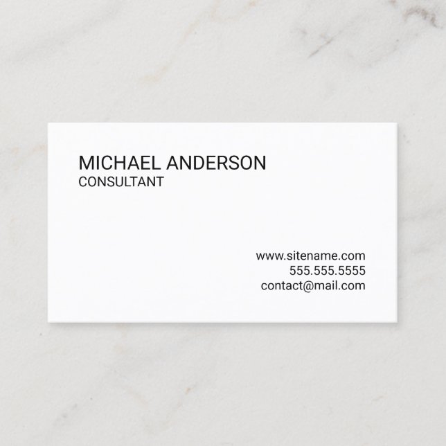 Simple Modern Minimalist Black and White Business Card (Front)