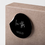 Simple modern minimalist black and white wedding classic round sticker<br><div class="desc">Simple elegant minimal handwriting script couple bride and groom names black and white wedding envelope seal or gift wrap sticker.</div>