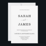 Simple Modern Minimalist Black and White Wedding Invitation<br><div class="desc">Simple modern minimalist black and white wedding invitation. Personalize all text and colors in this elegant wedding invitation.</div>