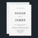 Simple Modern Minimalist Black and White Wedding Invitation<br><div class="desc">Simple modern minimalist black and white wedding invitation. Personalize all text and colors in this elegant wedding invitation.</div>