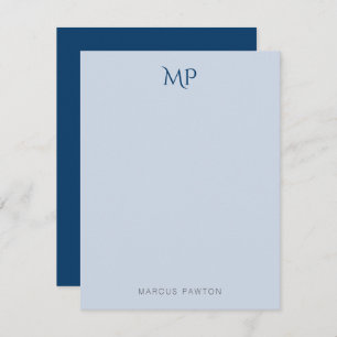 Simple Modern Minimalist Blue Personalised Card