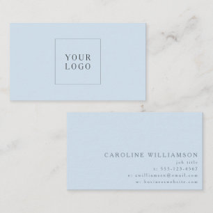 Simple Modern Minimalist Blue Professional Logo  Business Card