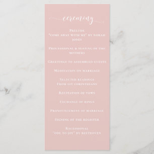 Simple Modern Minimalist Blush Wedding Programme
