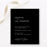 Simple Modern Minimalist Budget Wedding Invitation<br><div class="desc">These elegant,  black budget wedding invitations are simple and minimalist yet very stylish due to the white modern handwritten script and clean layout.</div>