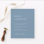 Simple Modern Minimalist Budget Wedding Invitation<br><div class="desc">These elegant,  dusty blue budget wedding invitations are simple and minimalist yet very stylish due to the white modern handwritten script and clean layout.</div>
