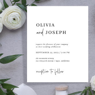 Simple Modern Minimalist Budget Wedding Invitation