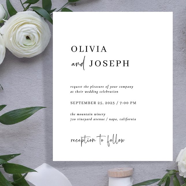 Simple Modern Minimalist Budget Wedding Invitation (Creator Uploaded)