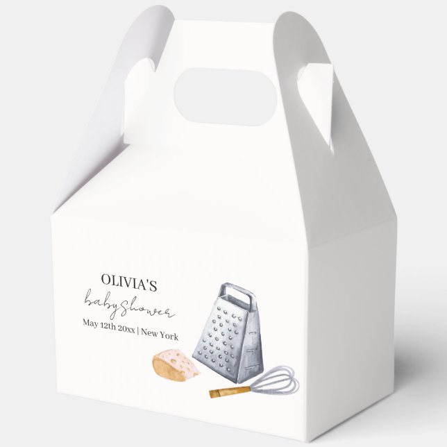Simple Modern Minimalist Chef Kitchen Baby Shower Favour Box (Back)