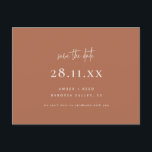 Simple Modern Minimalist Copper Save the Date Announcement Postcard<br><div class="desc">Can be fully customised to suit your needs. © Gorjo Designs. Made for you via the Zazzle platform. // Need help customising your design? Got other ideas? Feel free to contact me (Zoe) directly via the contact button below.</div>