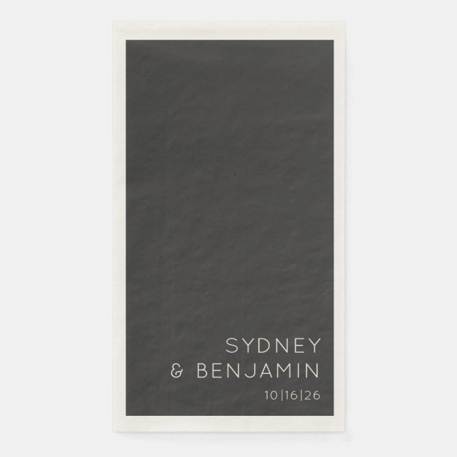 Simple Modern Minimalist Custom Wedding Black Napkin (Front)