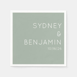 Simple Modern Minimalist Custom Wedding Dusty Sage Napkin