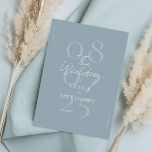 Simple Modern Minimalist Dusty Blue Wedding Save The Date