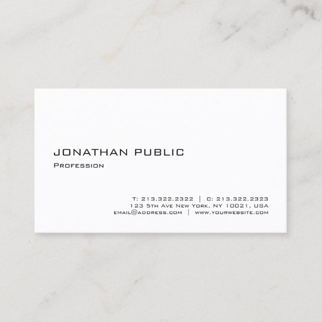 Simple Modern Minimalist Elegant Professional Business Card (Front)