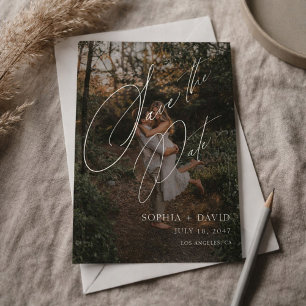 Simple Modern Minimalist Elegant Script Photo Save The Date