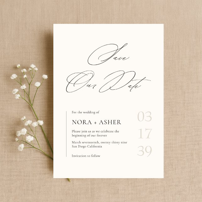 Simple Modern Minimalist Elegant Script Wedding Save The Date (Creator Uploaded)