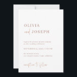 Simple Modern Minimalist | Faux Rose Gold Wedding Invitation<br><div class="desc">These elegant,  faux rose gold look and white wedding invitations are simple and minimalist yet very stylish due to the modern handwritten script and clean layout.</div>