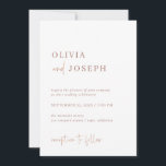 Simple Modern Minimalist | Faux Rose Gold Wedding Invitation<br><div class="desc">These elegant,  faux rose gold look and white wedding invitations are simple and minimalist yet very stylish due to the modern handwritten script and clean layout.</div>