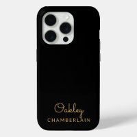 Simple Modern Minimalist Gold Name Black