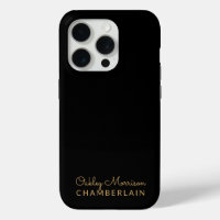 Simple Modern Minimalist Gold Name Black
