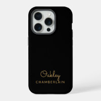 Simple Modern Minimalist Gold Name Black