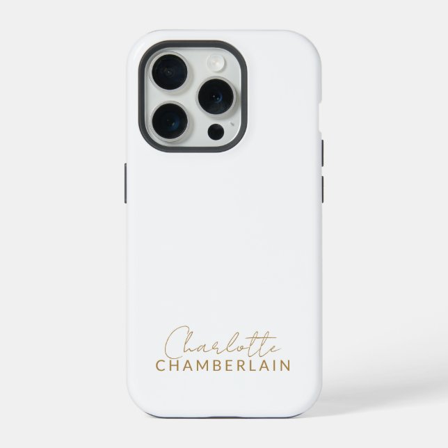 Simple Modern Minimalist Gold Name  iPhone Case (Back)