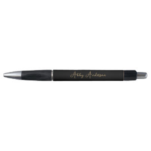 Simple Modern Minimalist Gold Script Black