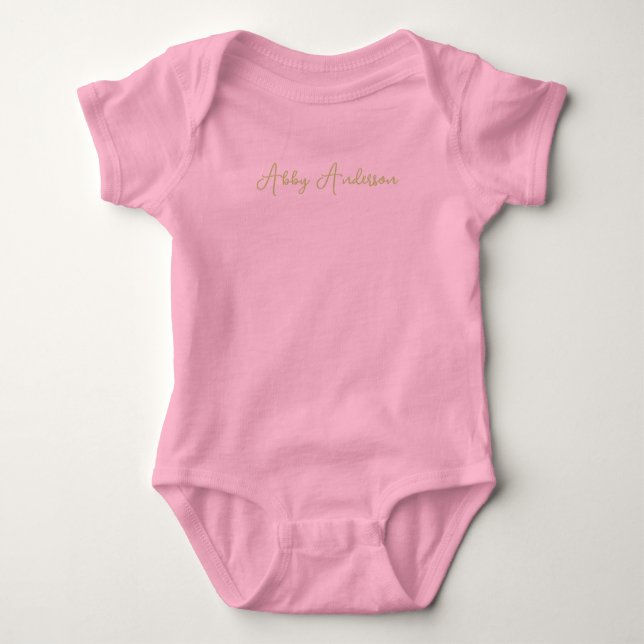 Simple Modern Minimalist Gold Script | Name Baby Bodysuit (Front)
