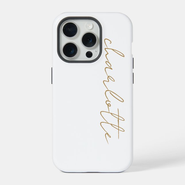 Simple Modern Minimalist Gold Script Name  iPhone Case (Back)