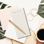 Simple Modern Minimalist Gold Script | Off White Magnetic Notepad<br><div class="desc">Simple,  modern,  minimalist and very elegant gold script typography on off white background magnetic notepad  Chic,  custom made and personalised with your  name or custom text,  lined.</div>
