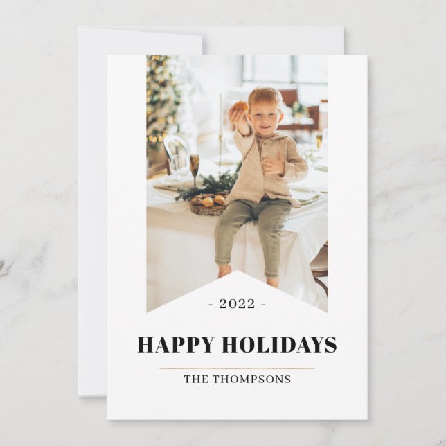 Simple Modern Minimalist Happy Holidays Photo 2022 Holiday Card (Front)