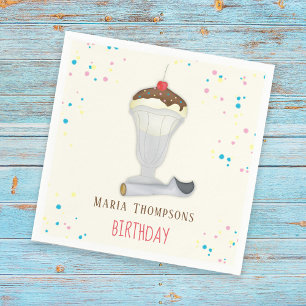 Simple Modern Minimalist Ice Cream Cute Birthday  Napkin