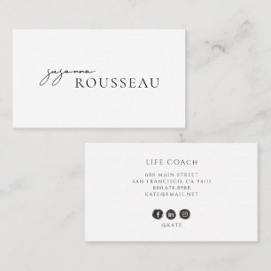 Simple Modern Minimalist Life Coach Business Card