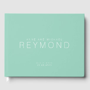 Simple Modern Minimalist light-teal Wedding Guest Book