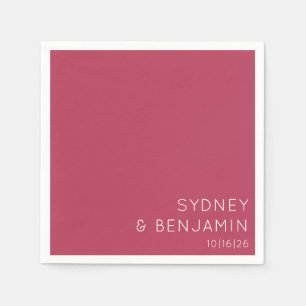 Simple Modern Minimalist Magenta Custom Wedding Napkin