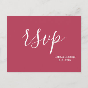 Simple  Modern Minimalist Magenta RSVP Invitation Postcard