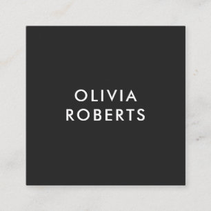 Simple Modern Minimalist Matte Black Square Business Card